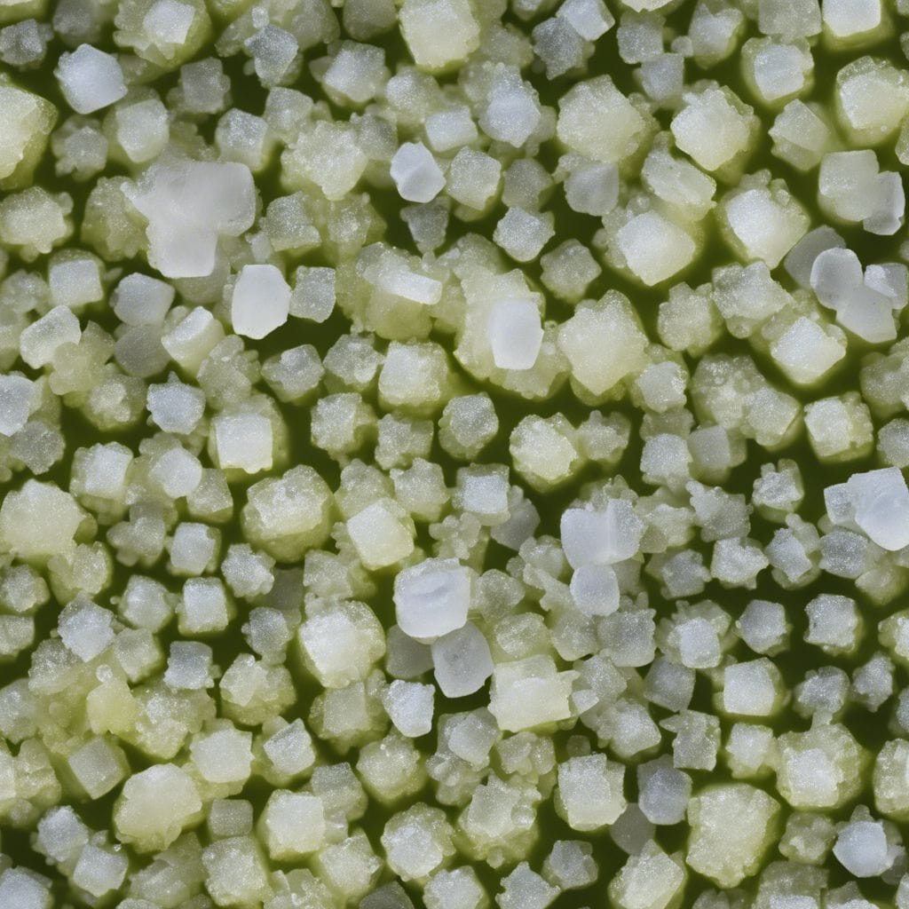 tiny crystals of salts under microscope